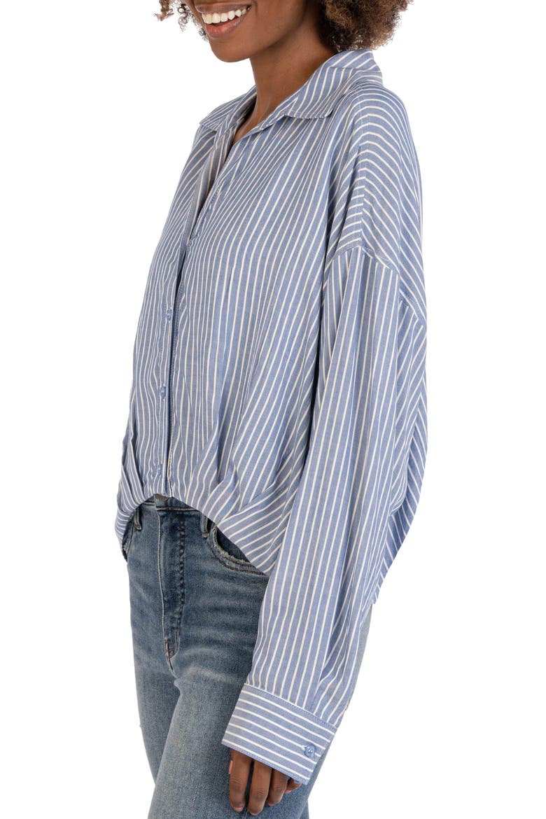 Angelou Crop Button-Up Shirt, Alternate, color, BLUE/ WHITE