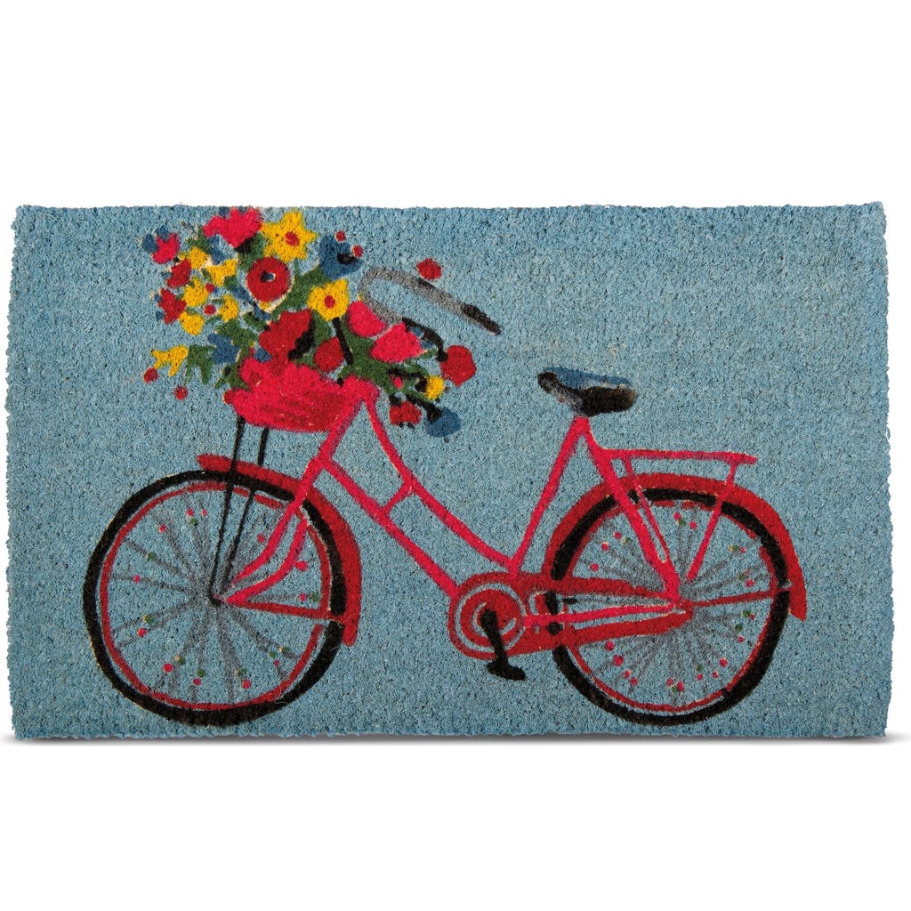 tag 1'6" x 2'6" Bike Rider Coir Rectangle Indoor Outdoor Doormat Front Door Welcome Mat  Blue Background  product