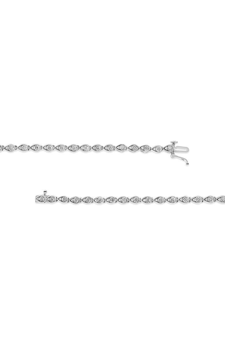 Haus of Brilliance Silver 1/10 Cttw Round-Cut Diamond Pear Link 7.25" Bracelet, Alternate, color, White