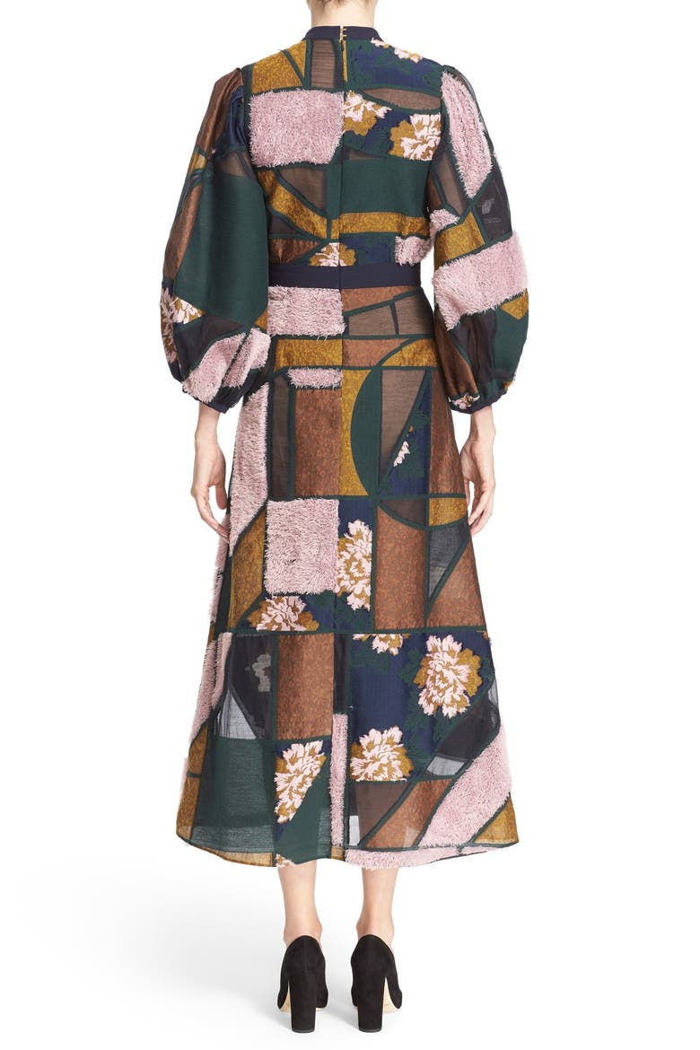 'Gallen' Print Silk Midi Dress, Alternate, color, NAVY MULTI