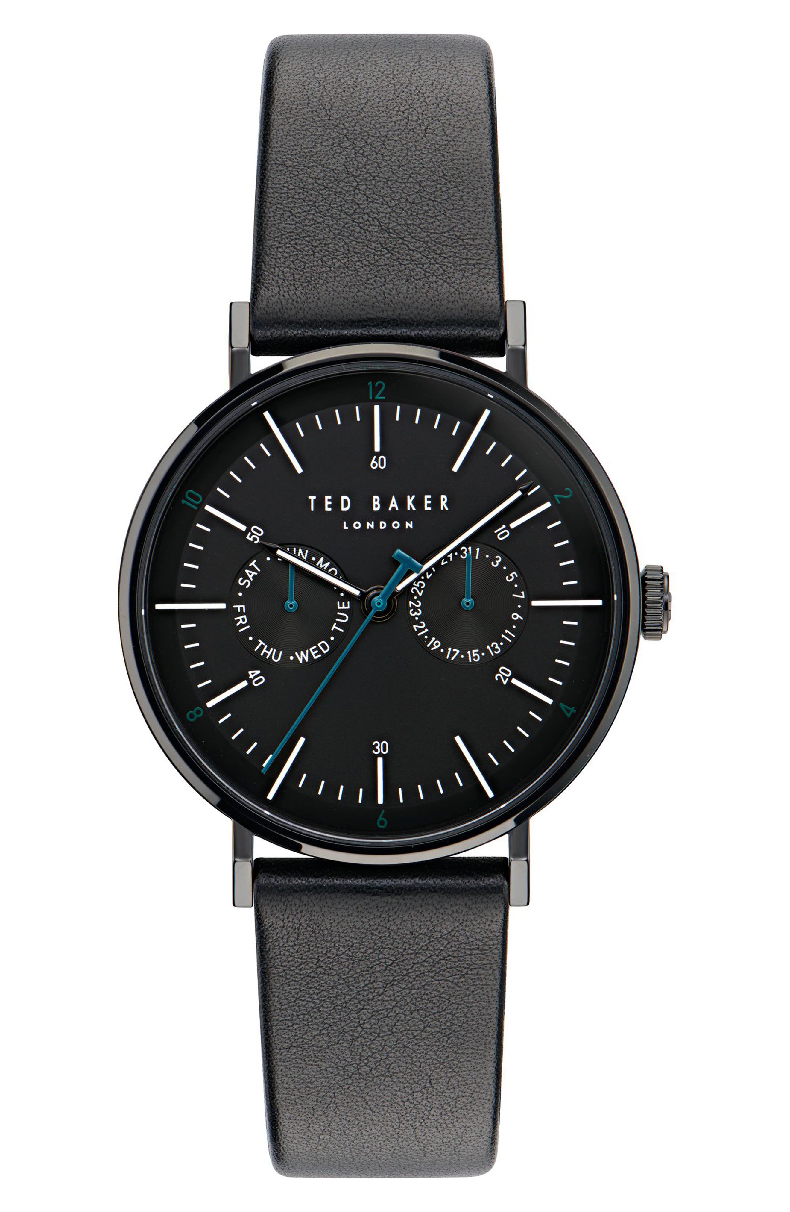 Ted Baker London Timeless RSST Leather Strap Watch, 41mm