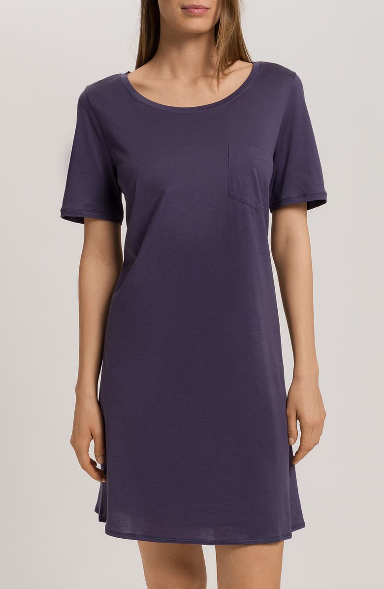 Hanro Cotton Nightshirt, Main, color, Blue Stone