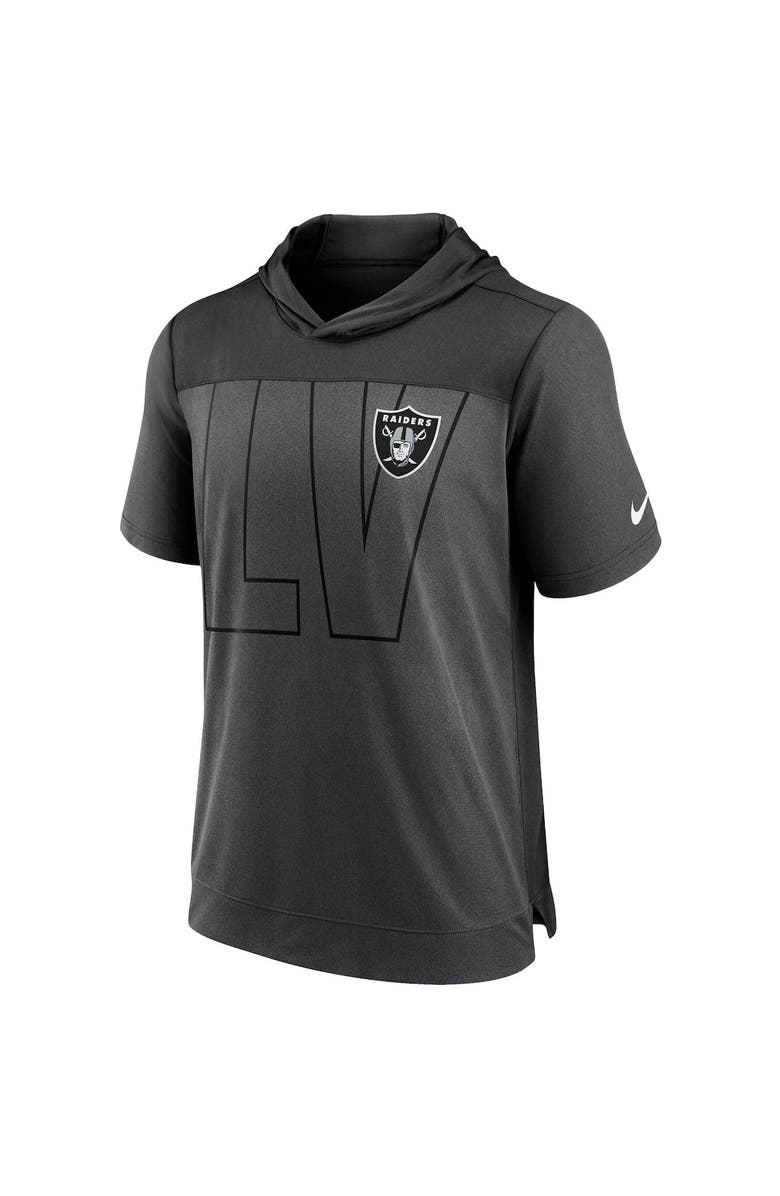 Nike Men's Nike Heathered Charcoal/Black Las Vegas Raiders Performance Hoodie T-Shirt, Alternate, color, Heather Charcoal