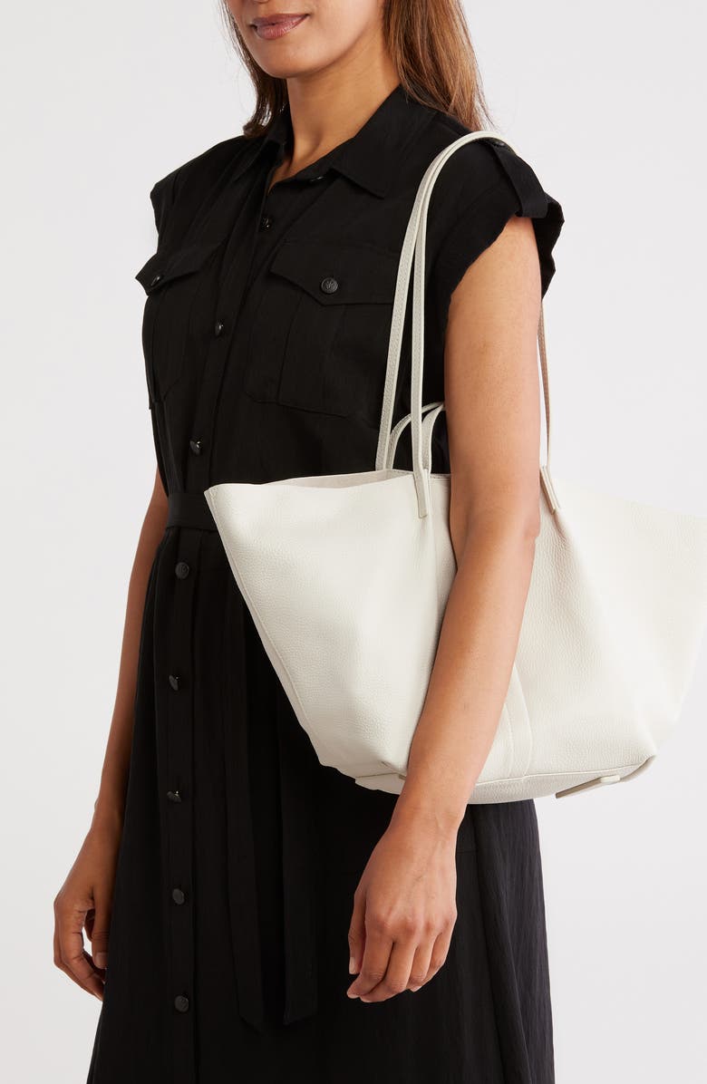 AllSaints Odette East/West Leather Tote Bag, Alternate, color, Pampas White
