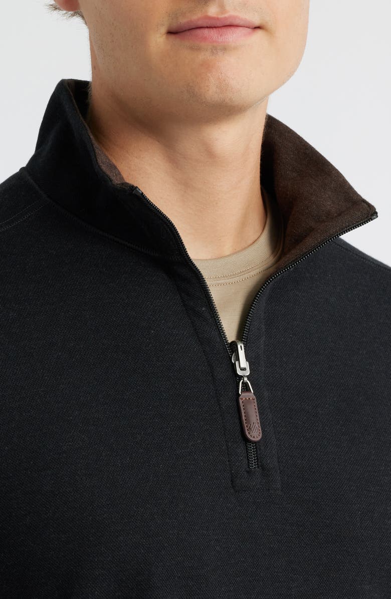 Johnston & Murphy Icon Reversible Quarter Zip, Alternate, color, Charcoal/ Brown