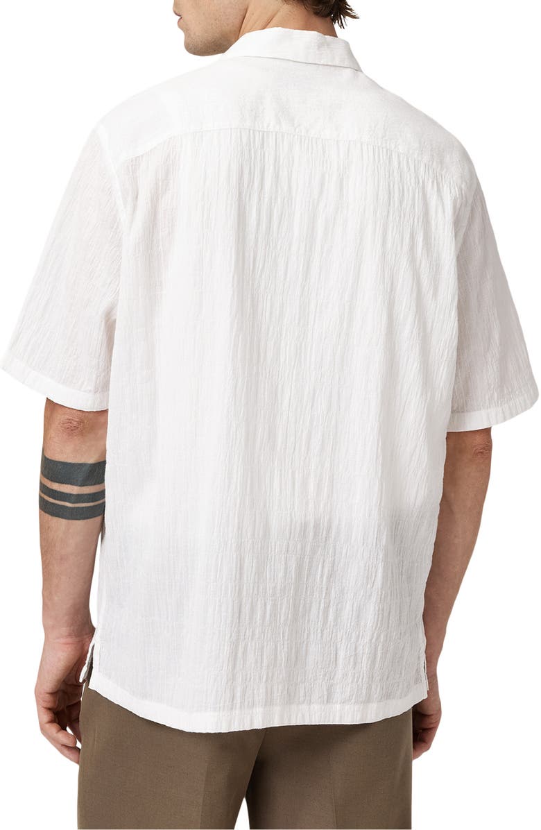 AllSaints Walton Short Sleeve Stretch Cotton Seersucker Button-Up Shirt, Alternate, color, Off White