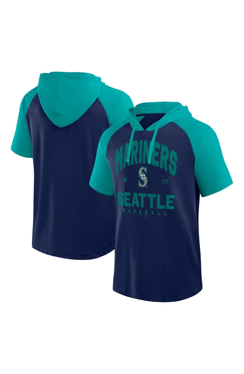 PROFILE Men's Profile Navy Seattle Mariners Big & Tall Short Sleeve Pullover Hoodie, Alternate, color, 