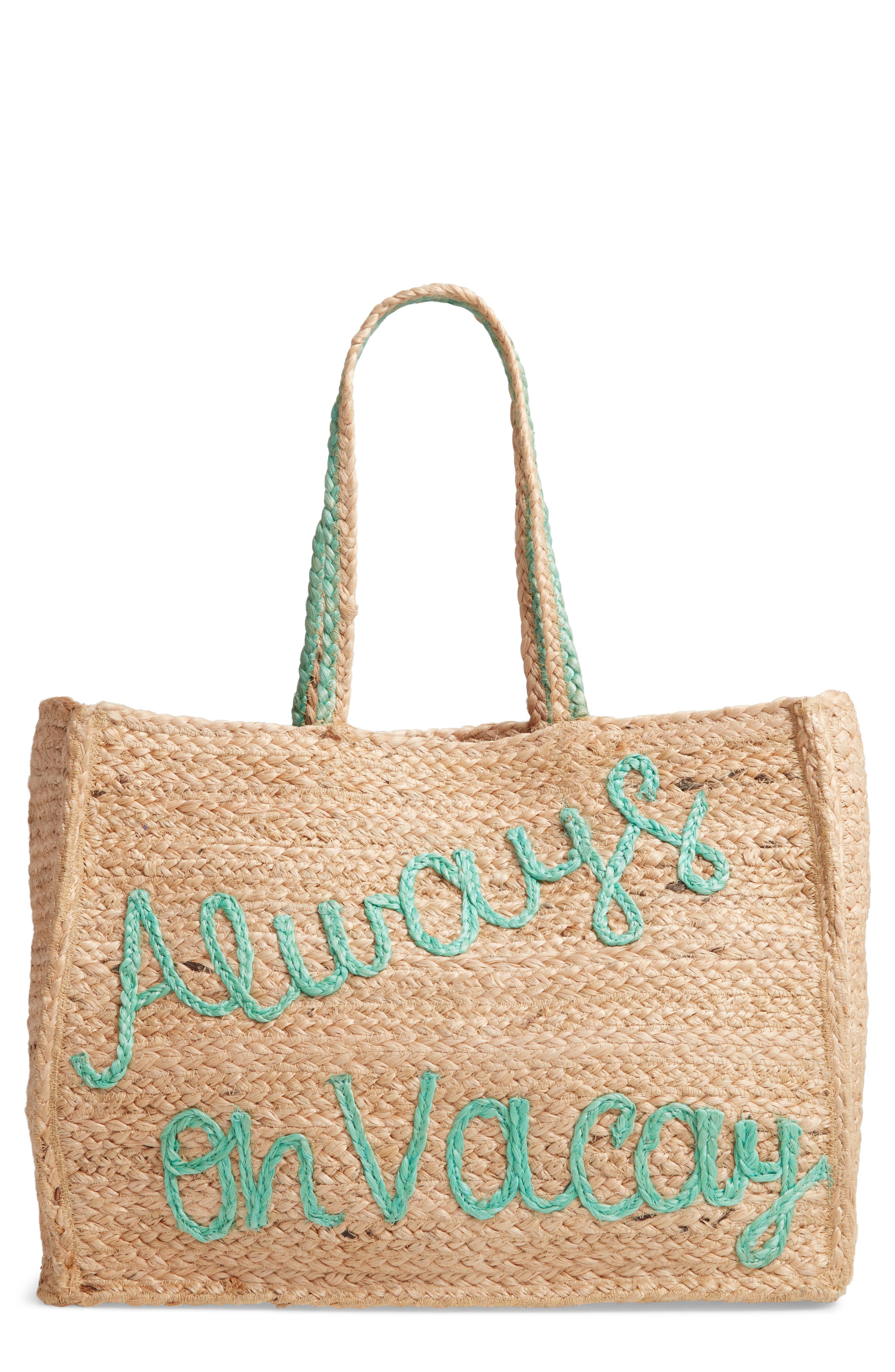 Shiraleah Always on Vacation Jute Tote, Main, color, 