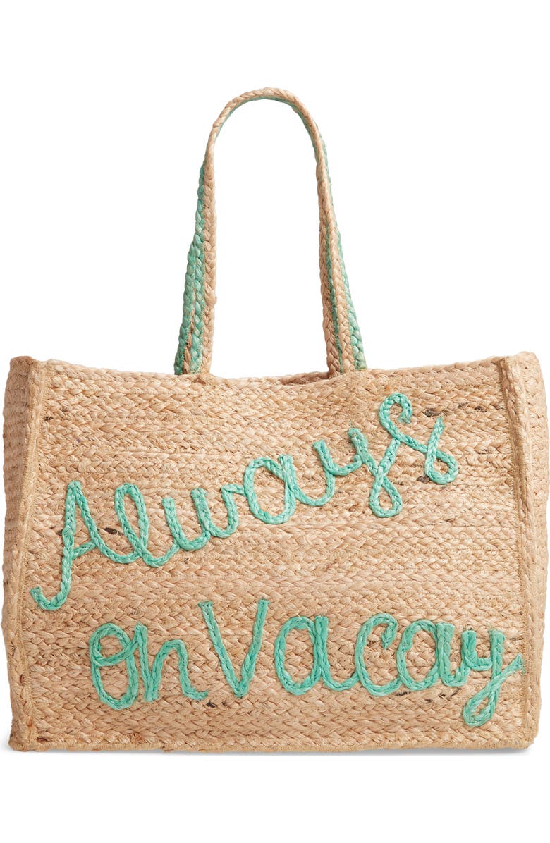 Shiraleah Always on Vacation Jute Tote, Main, color,