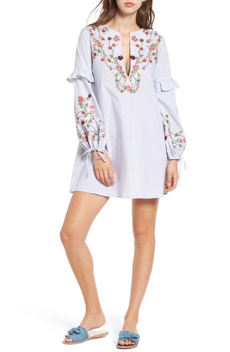 Socialite Embroidered Poplin Dress, Main, color,