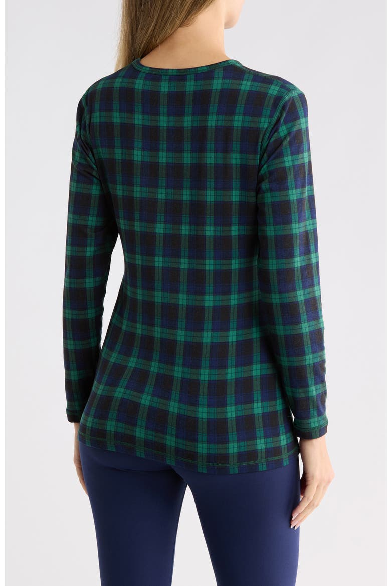 Plaid Crewneck Long Sleeve Top, Alternate, color, RICH CLOVER NAVY PLAID