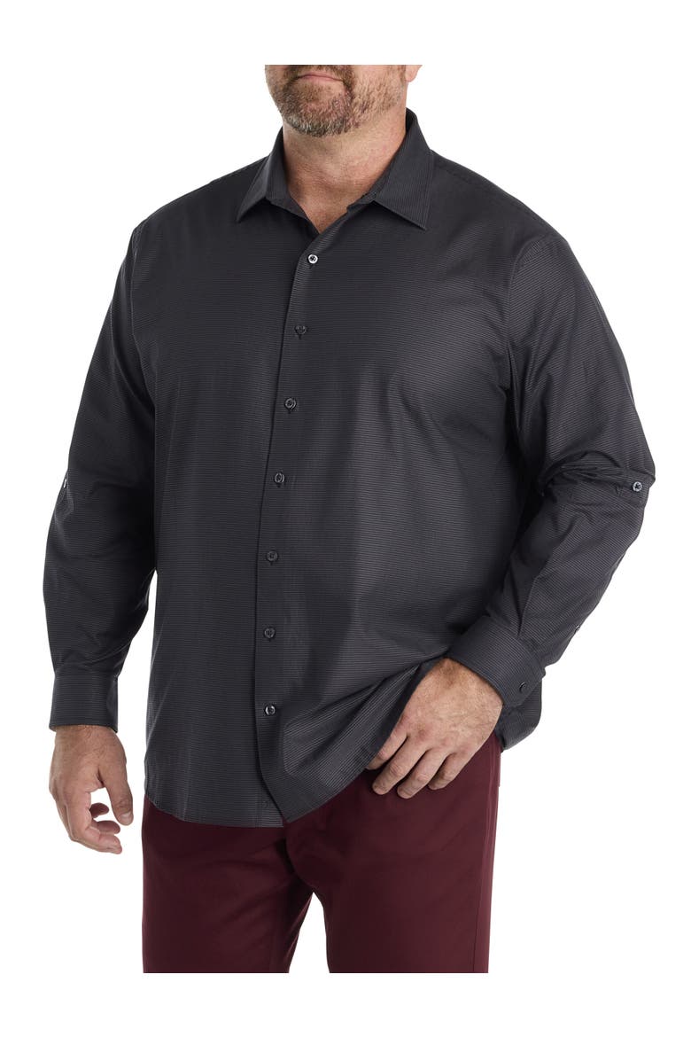 Big & Tall Textured Sport Shirt, Alternate, color, BLACK GREY