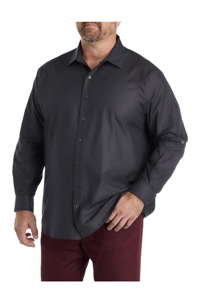 Synrgy by DXL Big & Tall Textured Sport Shirt, Alternate, color, Black Grey