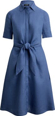 Lauren Ralph Lauren Tie Waist Linen Shirtdress