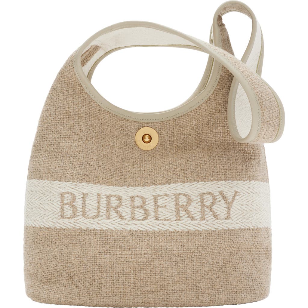 Burberry Small Logo-embellished Canvas Shoulder Bag In Natural