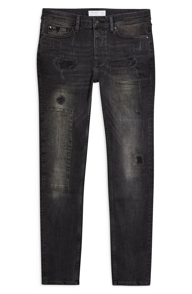Topman Rip & Repair Skinny Fit Jeans, Alternate, color, 