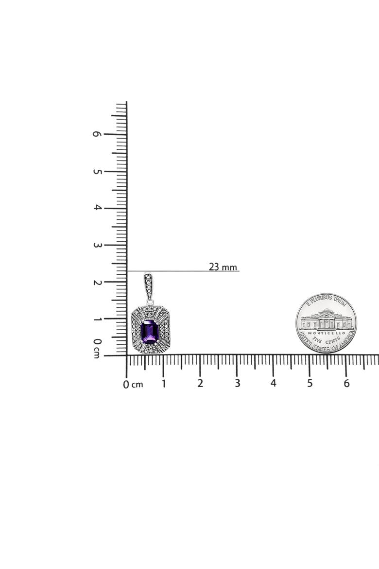Silver Diamond Accent and 7x5mm Purple Amethyst Stud Earrings, Alternate, color, White