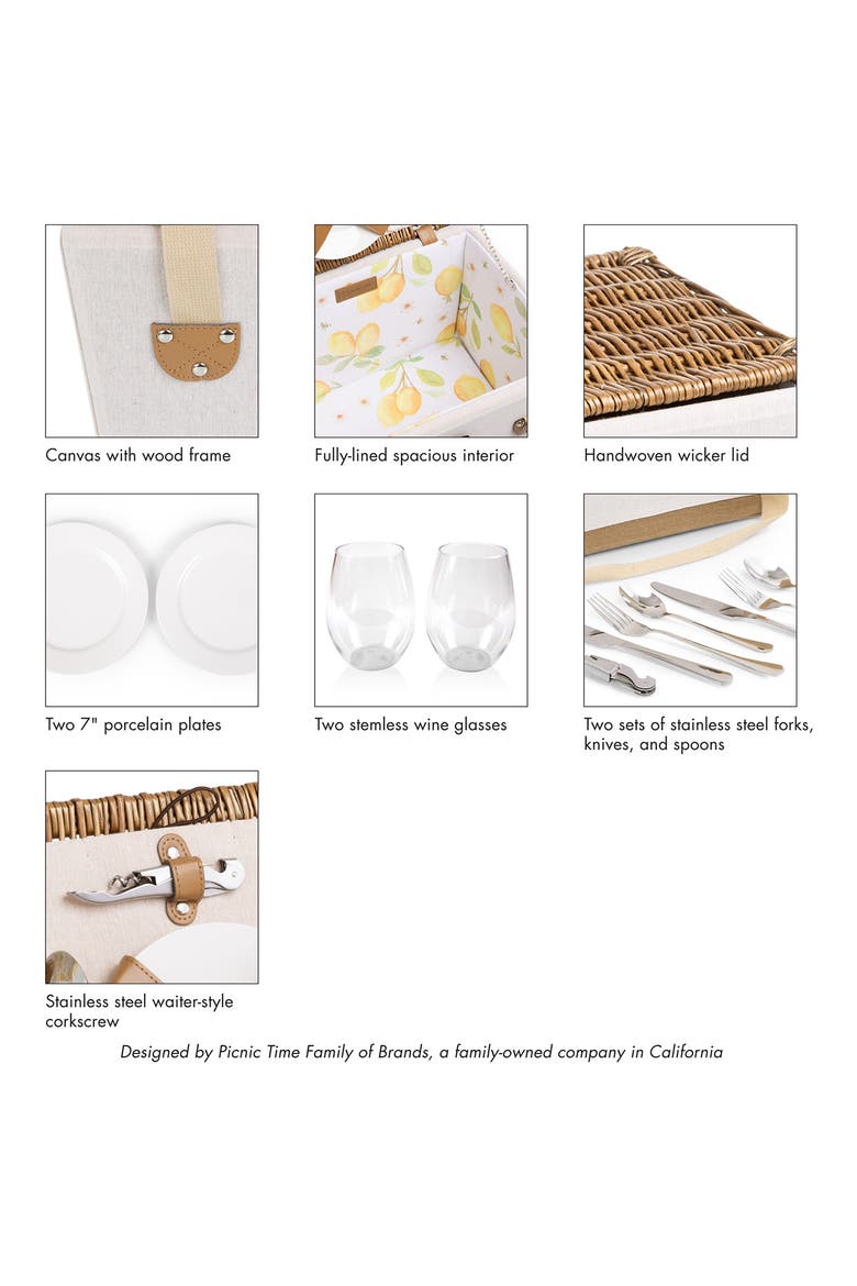 Lemongrove Picnic Basket, Alternate, color, WHITE