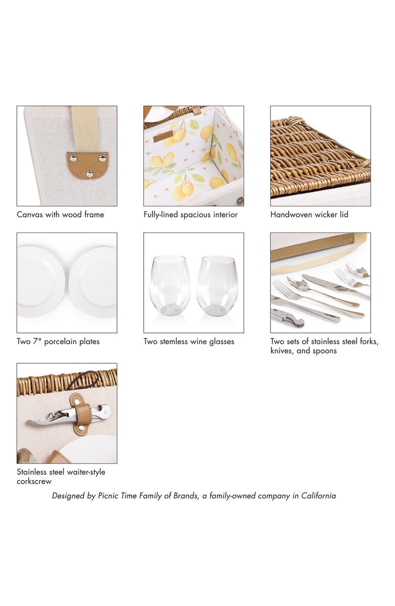 Picnic Time Lemongrove Picnic Basket, Alternate, color, White