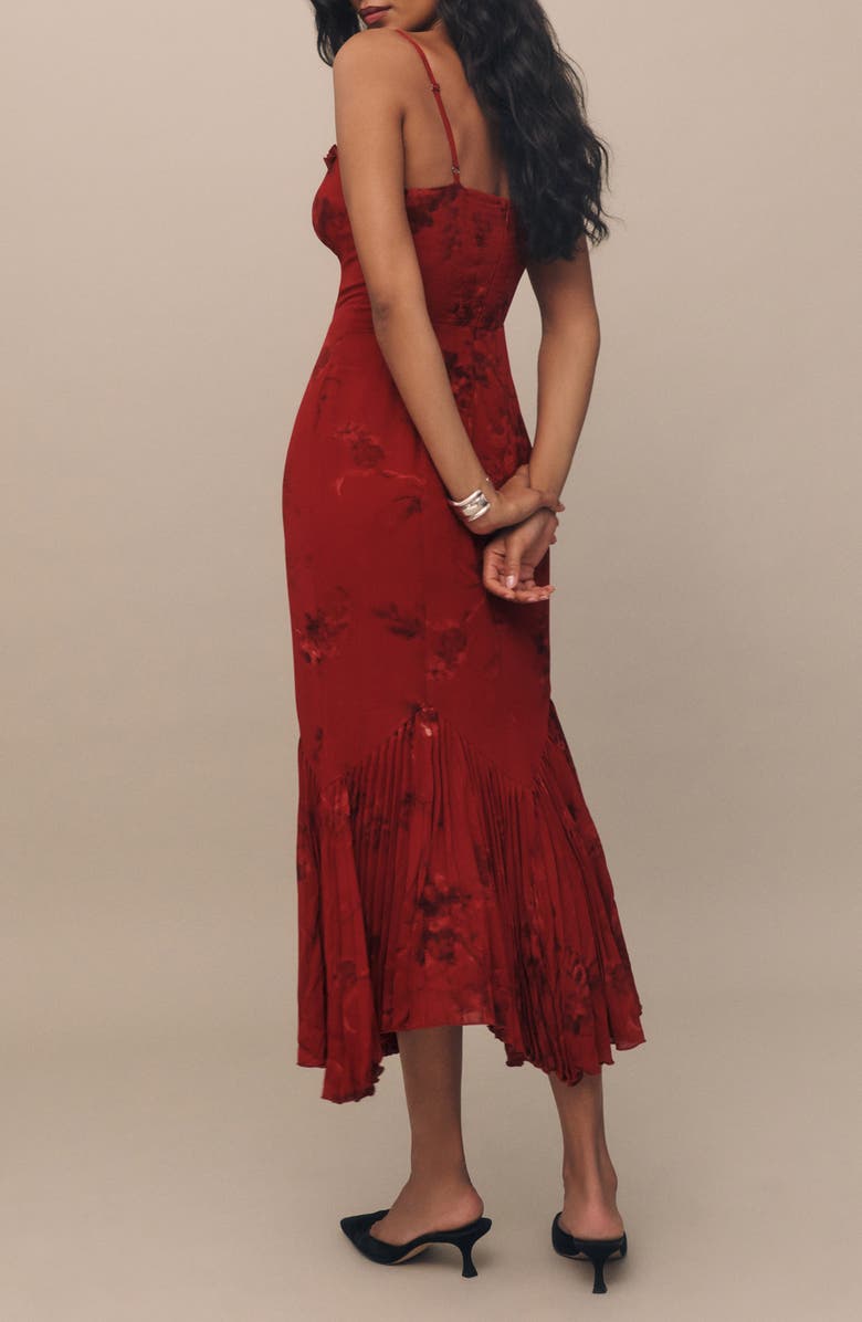 Reformation Aiko Pleated Slipdress, Alternate, color, Vermillion