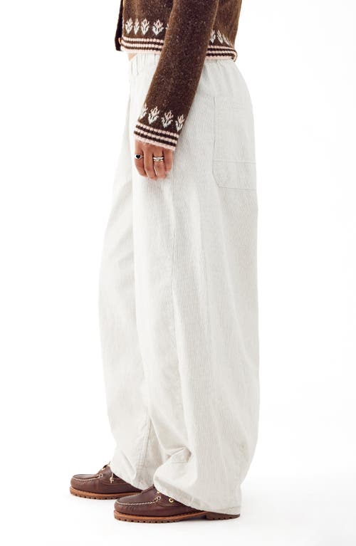 Bdg Urban Outfitters Carter Pinstripe Pull-on Low Rise Baggy Pants In Ecru