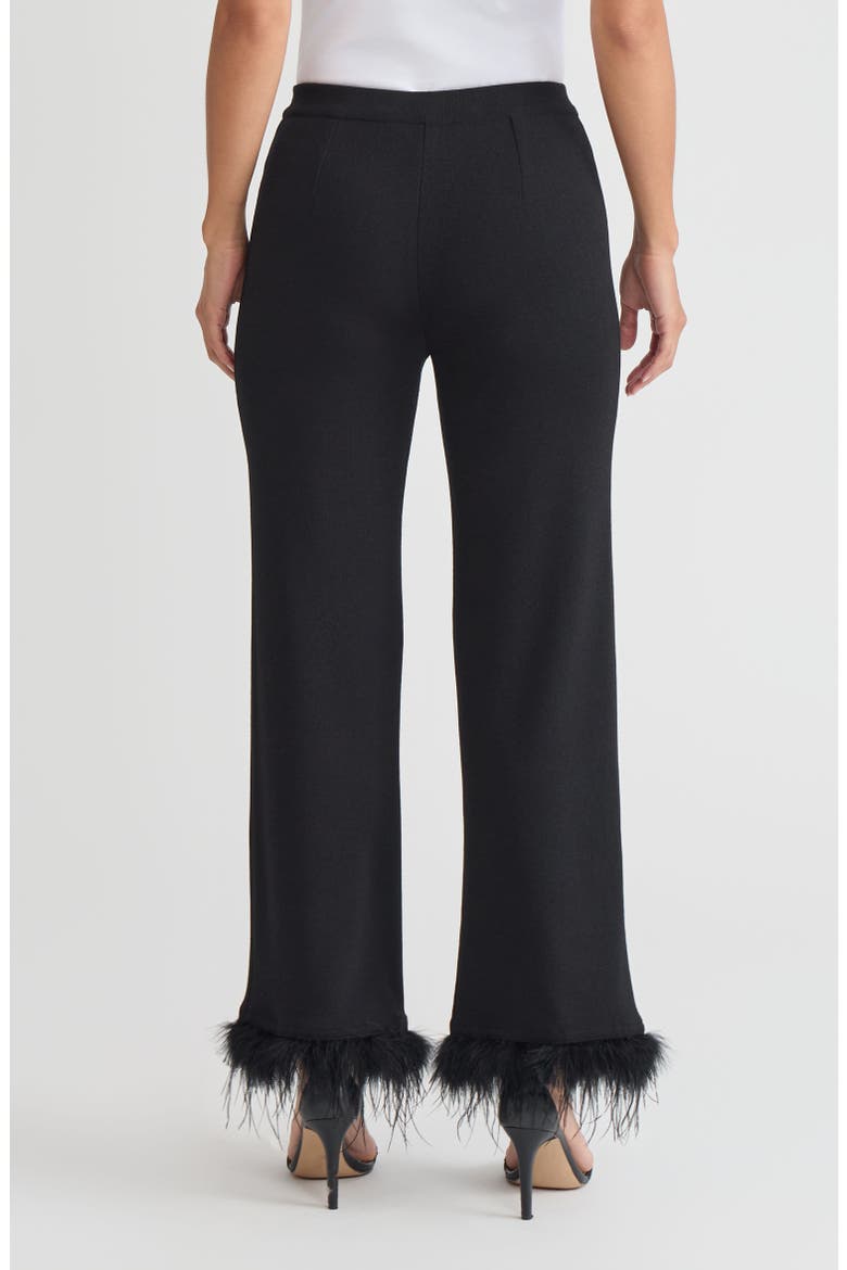 Wide-Leg Soft Knit Feather Pants, Alternate, color, Black/White