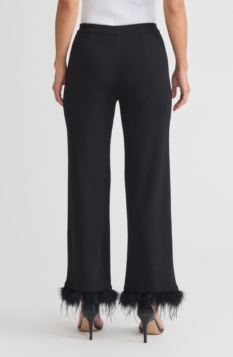 Ming Wang Wide-Leg Soft Knit Feather Pants, Alternate, color, Black/White