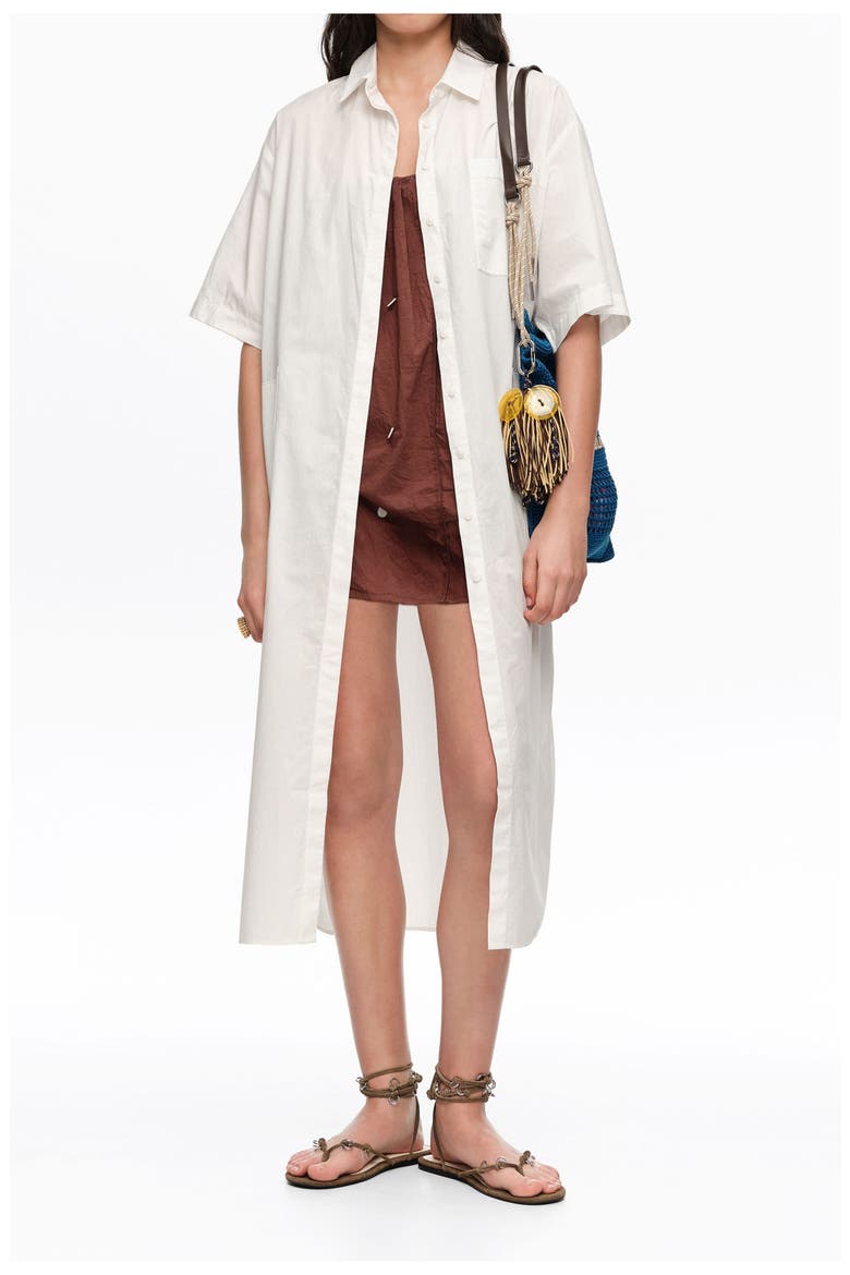 Cotton Embroidered Shirt Dress, Alternate, color, WHITE