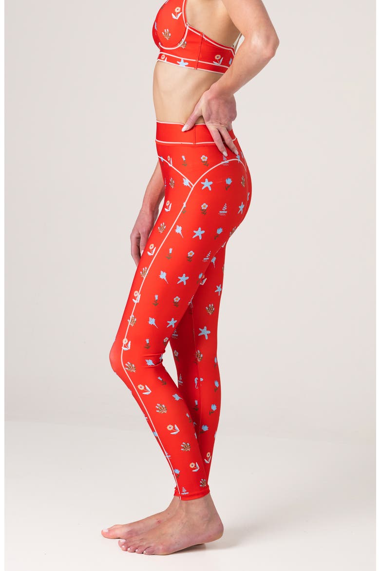 Red Tides High-Waisted Leggings, Alternate, color, Red