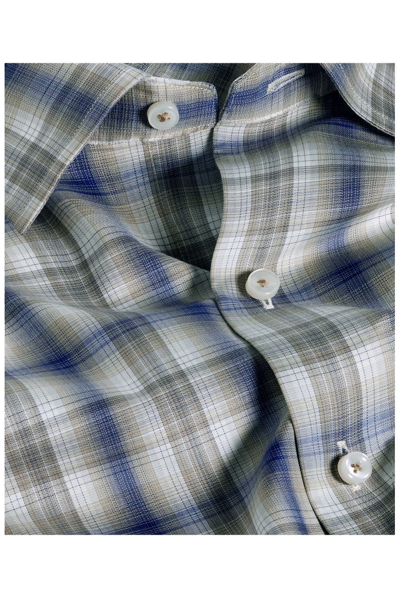 Plaid Pima Cotton Button Up Shirt, Alternate, color, DUNE/ NAVY