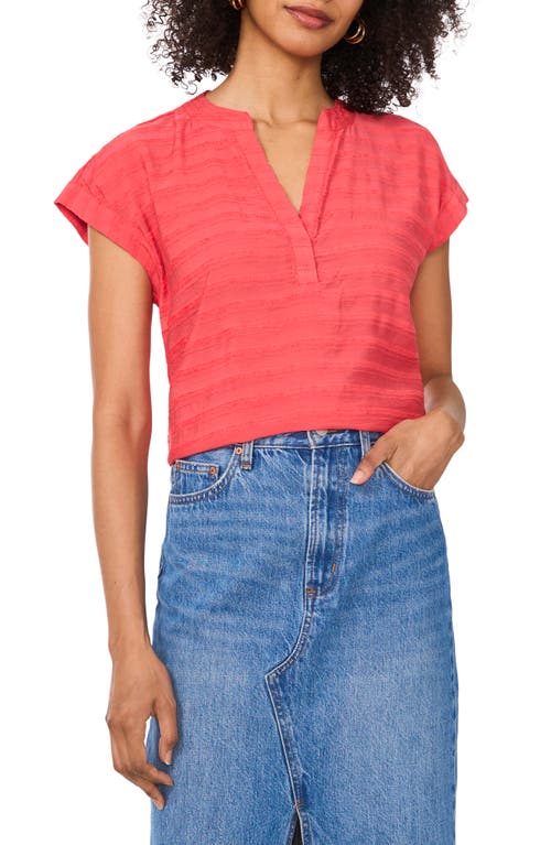 VINCE CAMUTO VINCE CAMUTO TEXTURED STRIPE POPOVER TOP 