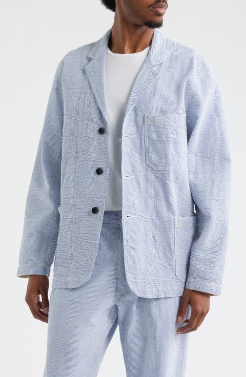 Organic Cotton Seersucker Server Suit Jacket