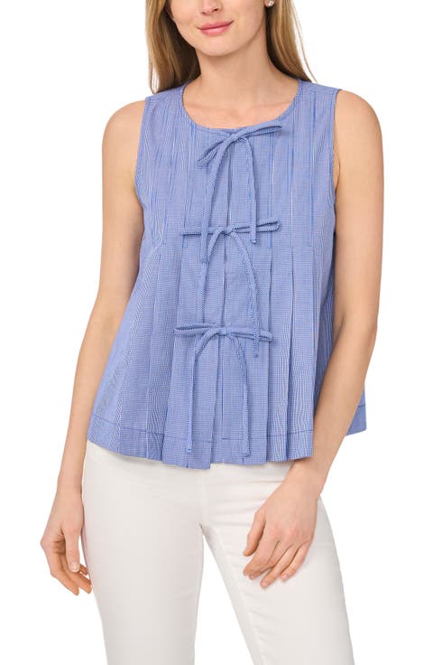 Bow Pleated Sleeveless Top
