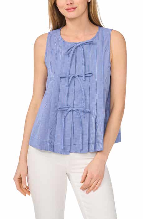 CeCe Bow Pleated Sleeveless Top