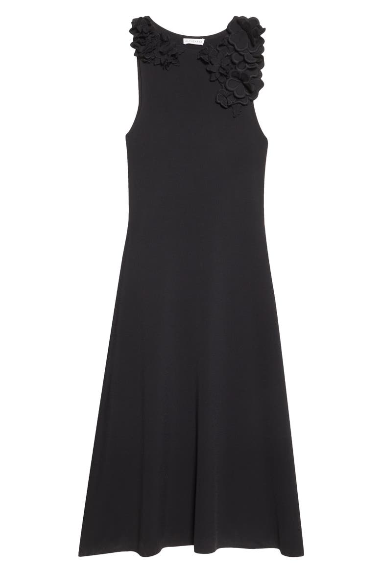 Woolfe Floral Appliqué Sleeveless Sweater Dress, Alternate, color, 000001 BLACK