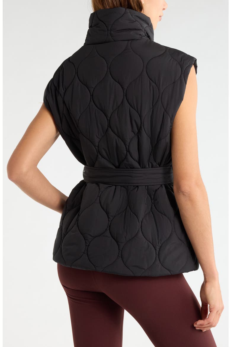 Skyline Belted Puffer Vest, Alternate, color, BLACK
