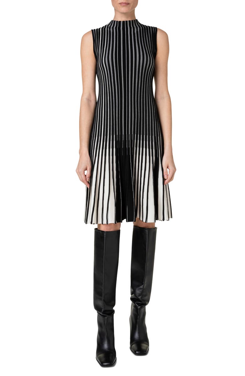 Akris punto Stripe Rib Virgin Wool Sweater Dress, Main, color, 