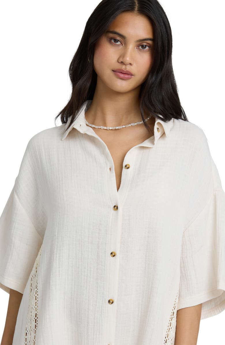 Billabong Feelin Fine Cover-Up Shirt, Alternate, color, White Cap