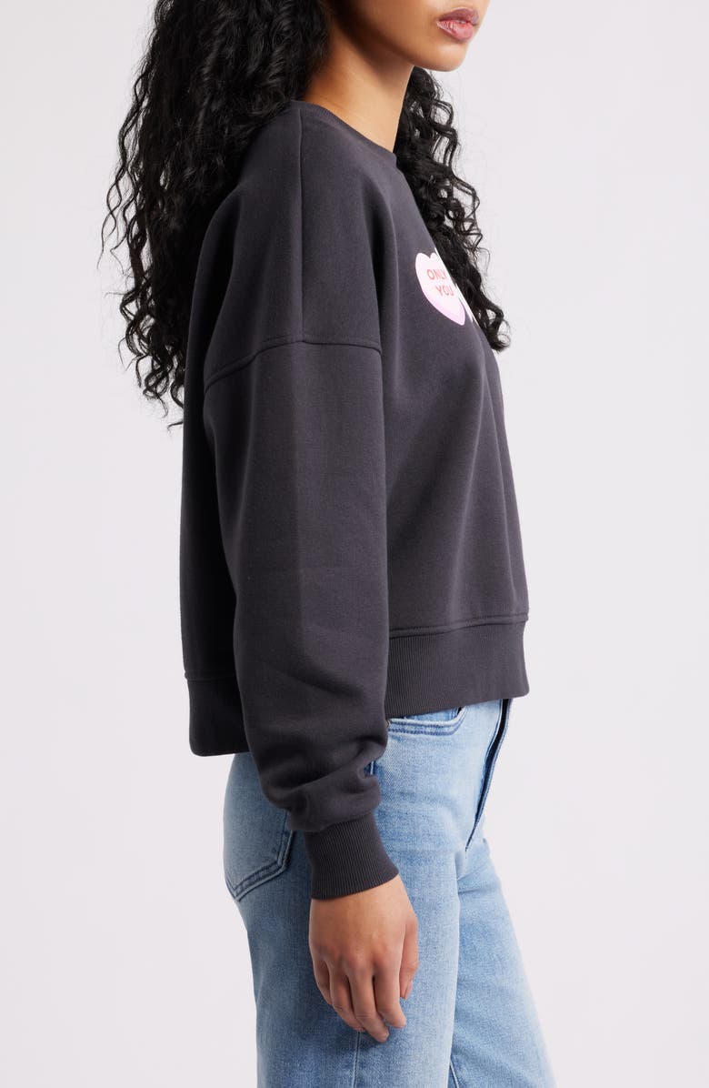 Vinyl Icons Mini Hearts Fleece Graphic Sweatshirt, Alternate, color, Black