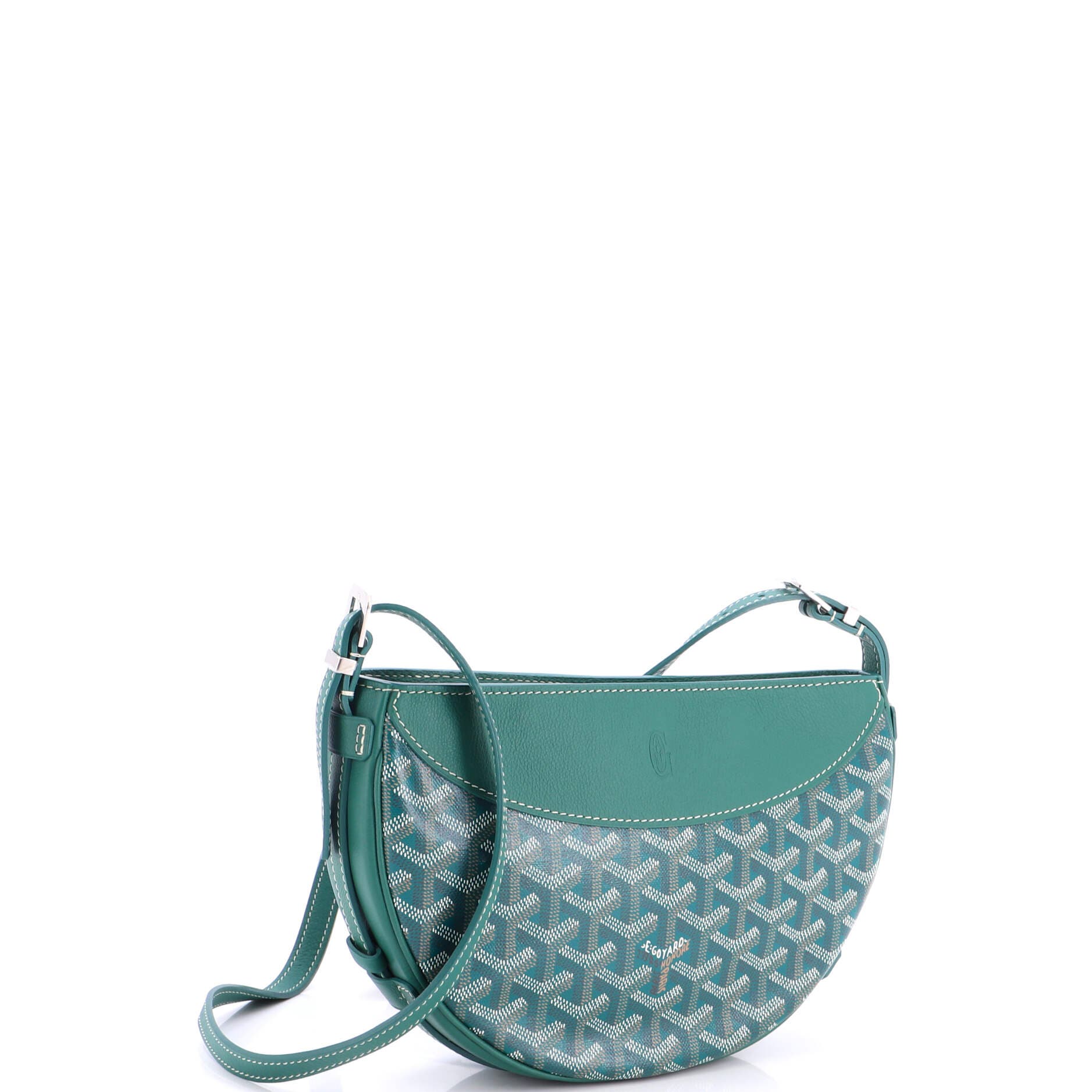 Hirondelle Shoulder Bag Coated Canvas and Leather, Alternate, color, Green