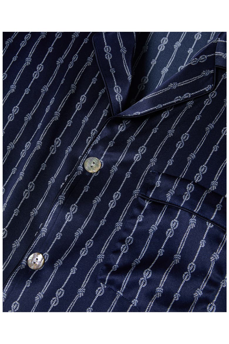 Nautical Stripe Mulberry Silk Pajamas, Alternate, color, NAVY