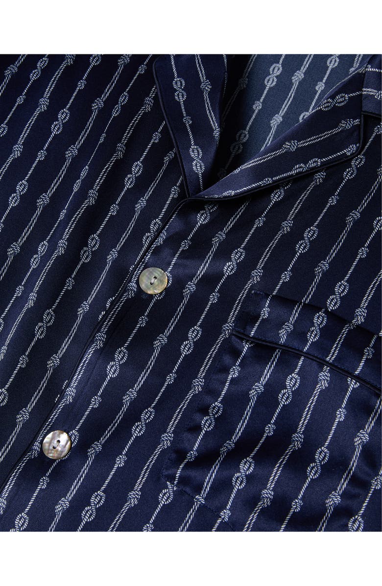 Petite Plume Nautical Stripe Mulberry Silk Pajamas, Alternate, color,