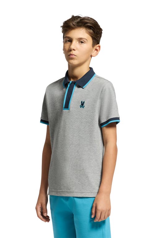 Psycho Bunny Kids' Rico Pima Cotton Piqué Polo In Heather Ash