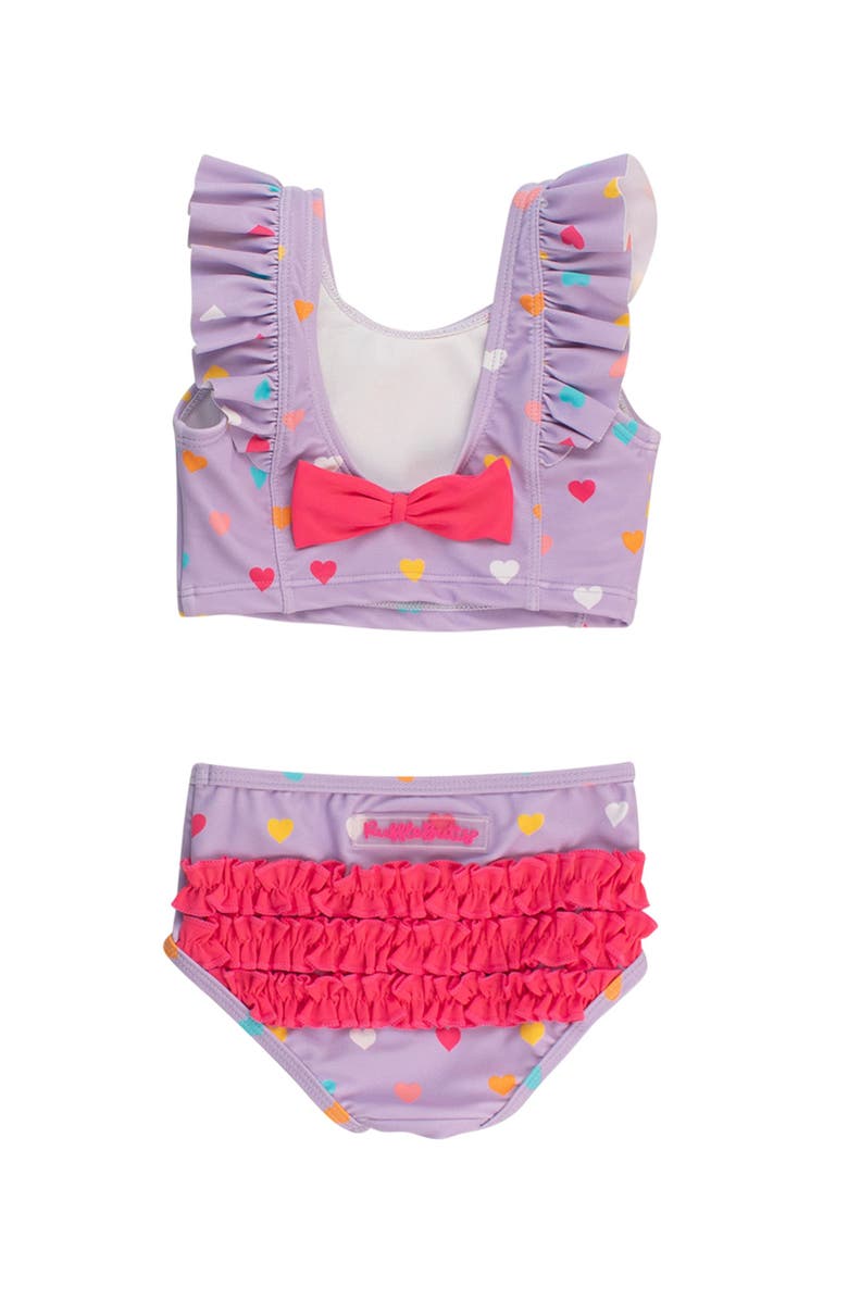 RuffleButts UPF50 Waterfall Tankini, Alternate, color, Lavender Colorful Hearts