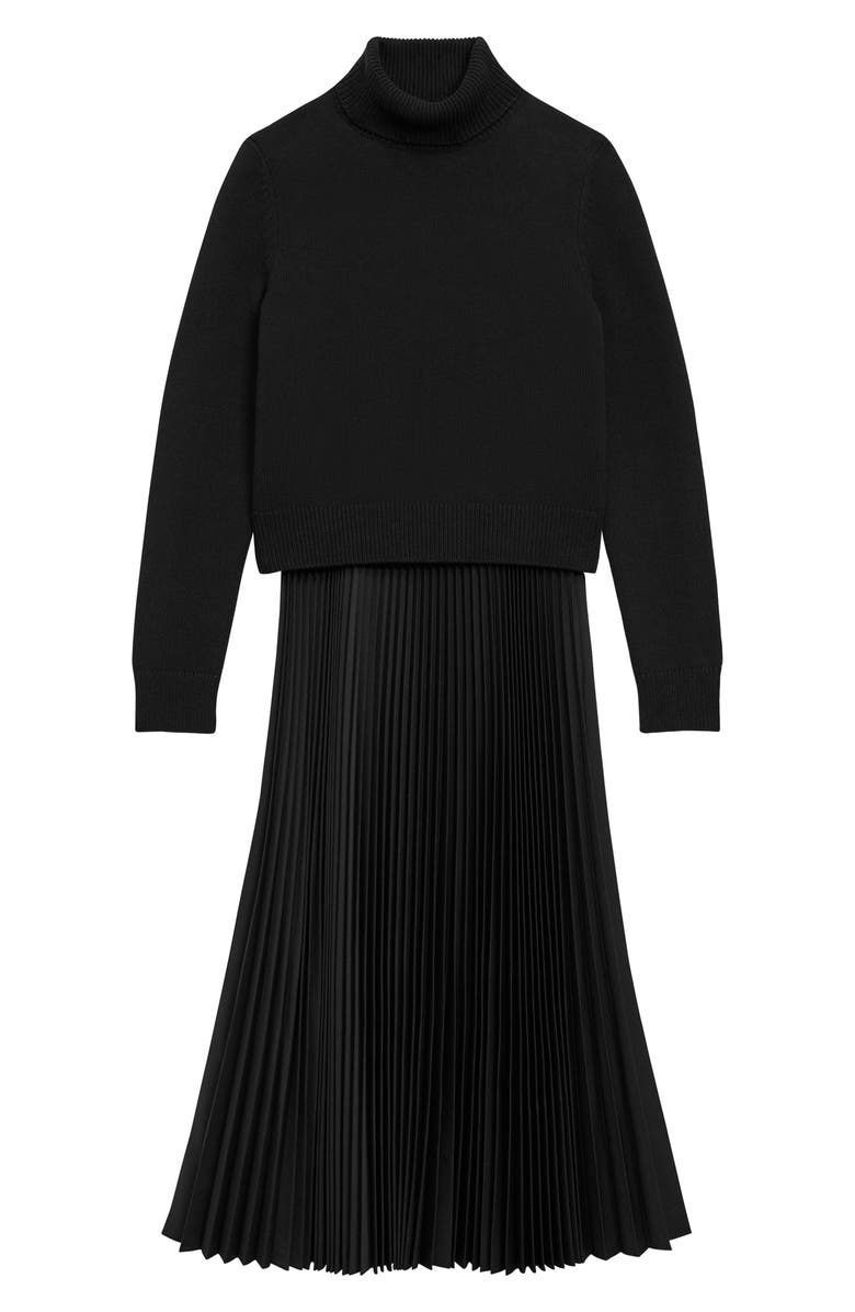 Theory Long Sleeve Mixed Media Dress, Alternate, color,