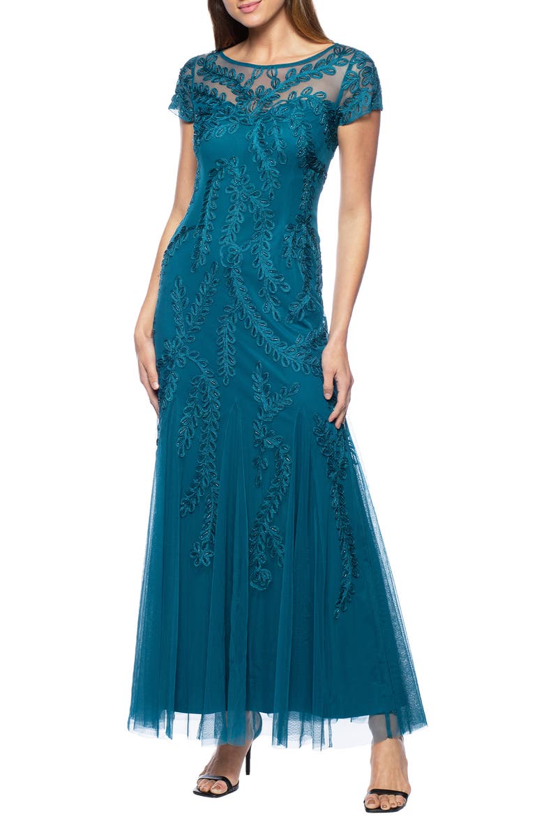 Marina Embellished Illusion Mesh Gown, Main, color, 