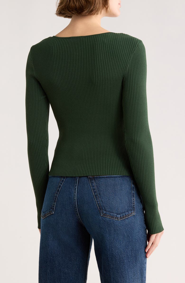 Good American Virgo Rib Zip Cardigan, Alternate, color, Pine Green003