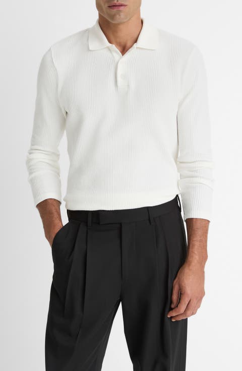 Variegated Texture Long Sleeve Polo