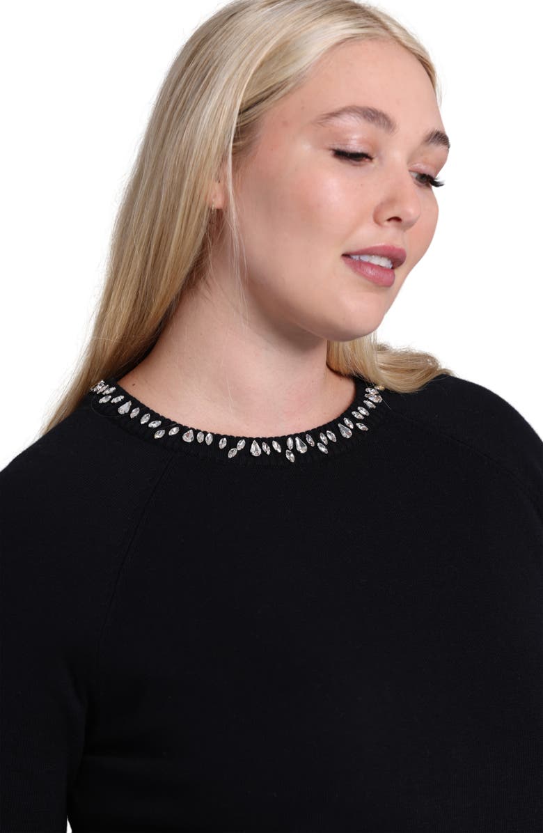 MINNIE ROSE Embellished Cotton & Cashmere Crewneck Sweater, Alternate, color, 