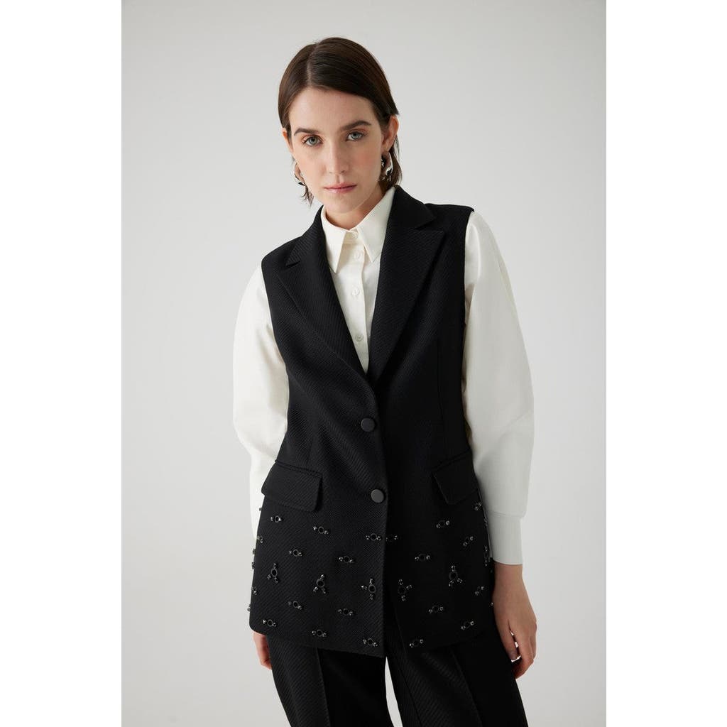 Exquise Aretha Embroidered Vest in Black at Nordstrom, Size Small